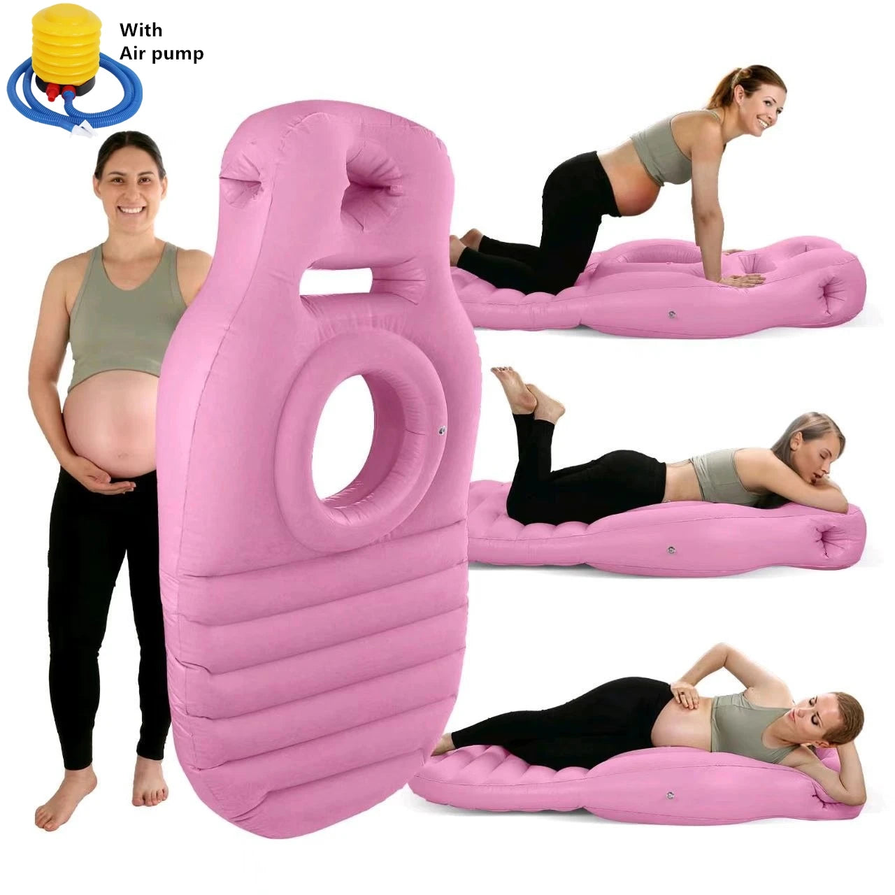 Aufblasbares Schwangerschaftskissen in O-Form – Körperbett mit Pumpe für Yoga & Schlaf
