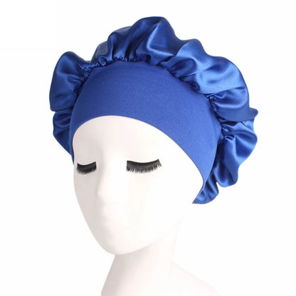 Verstellbare Satin-Schlafhaube für Damen – Haarpflege-Nachthaube für langes Haar
