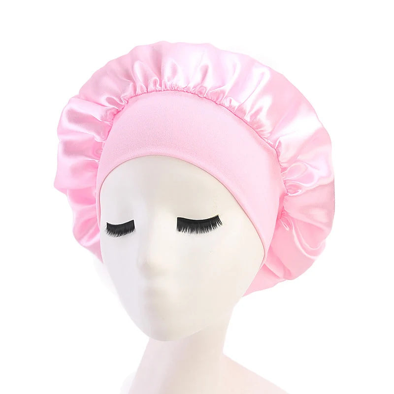 Verstellbare Satin-Schlafhaube für Damen – Haarpflege-Nachthaube für langes Haar