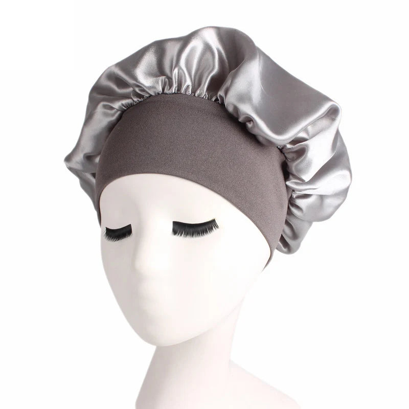 Verstellbare Satin-Schlafhaube für Damen – Haarpflege-Nachthaube für langes Haar