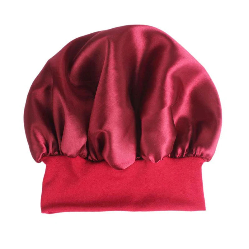 Verstellbare Satin-Schlafhaube für Damen – Haarpflege-Nachthaube für langes Haar
