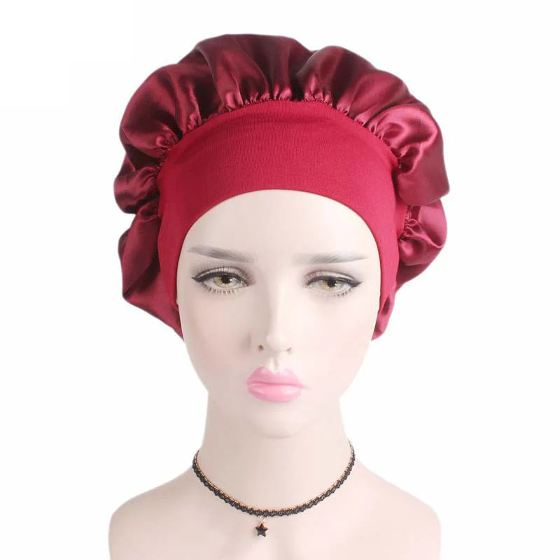 Verstellbare Satin-Schlafhaube für Damen – Haarpflege-Nachthaube für langes Haar