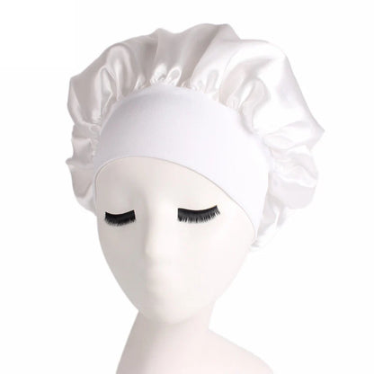 Verstellbare Satin-Schlafhaube für Damen – Haarpflege-Nachthaube für langes Haar