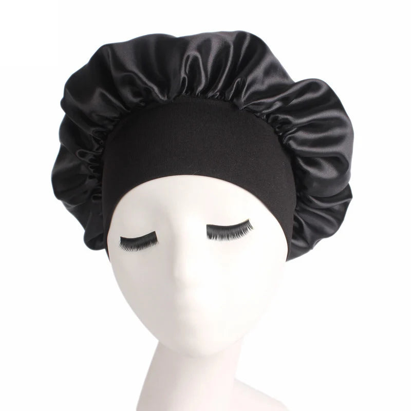Verstellbare Satin-Schlafhaube für Damen – Haarpflege-Nachthaube für langes Haar