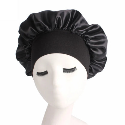 Verstellbare Satin-Schlafhaube für Damen – Haarpflege-Nachthaube für langes Haar
