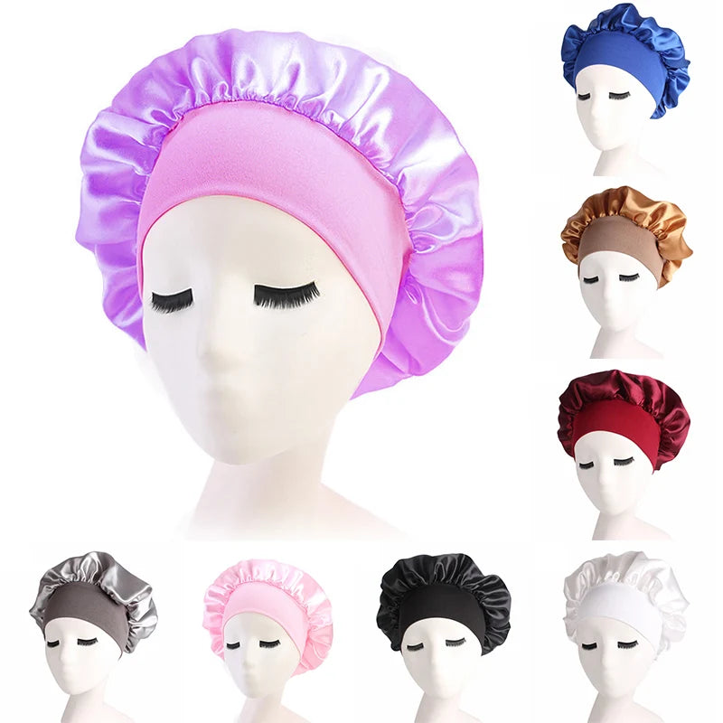 Verstellbare Satin-Schlafhaube für Damen – Haarpflege-Nachthaube für langes Haar