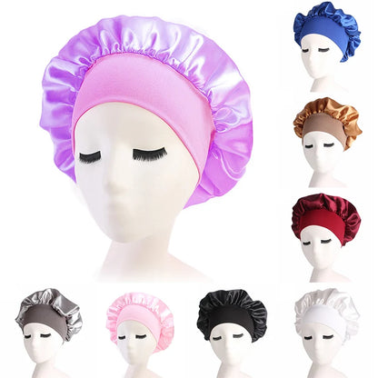 Verstellbare Satin-Schlafhaube für Damen – Haarpflege-Nachthaube für langes Haar