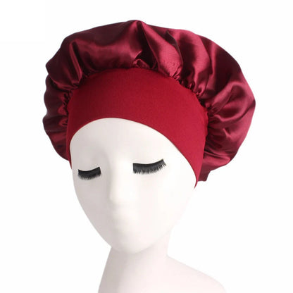 Verstellbare Satin-Schlafhaube für Damen – Haarpflege-Nachthaube für langes Haar